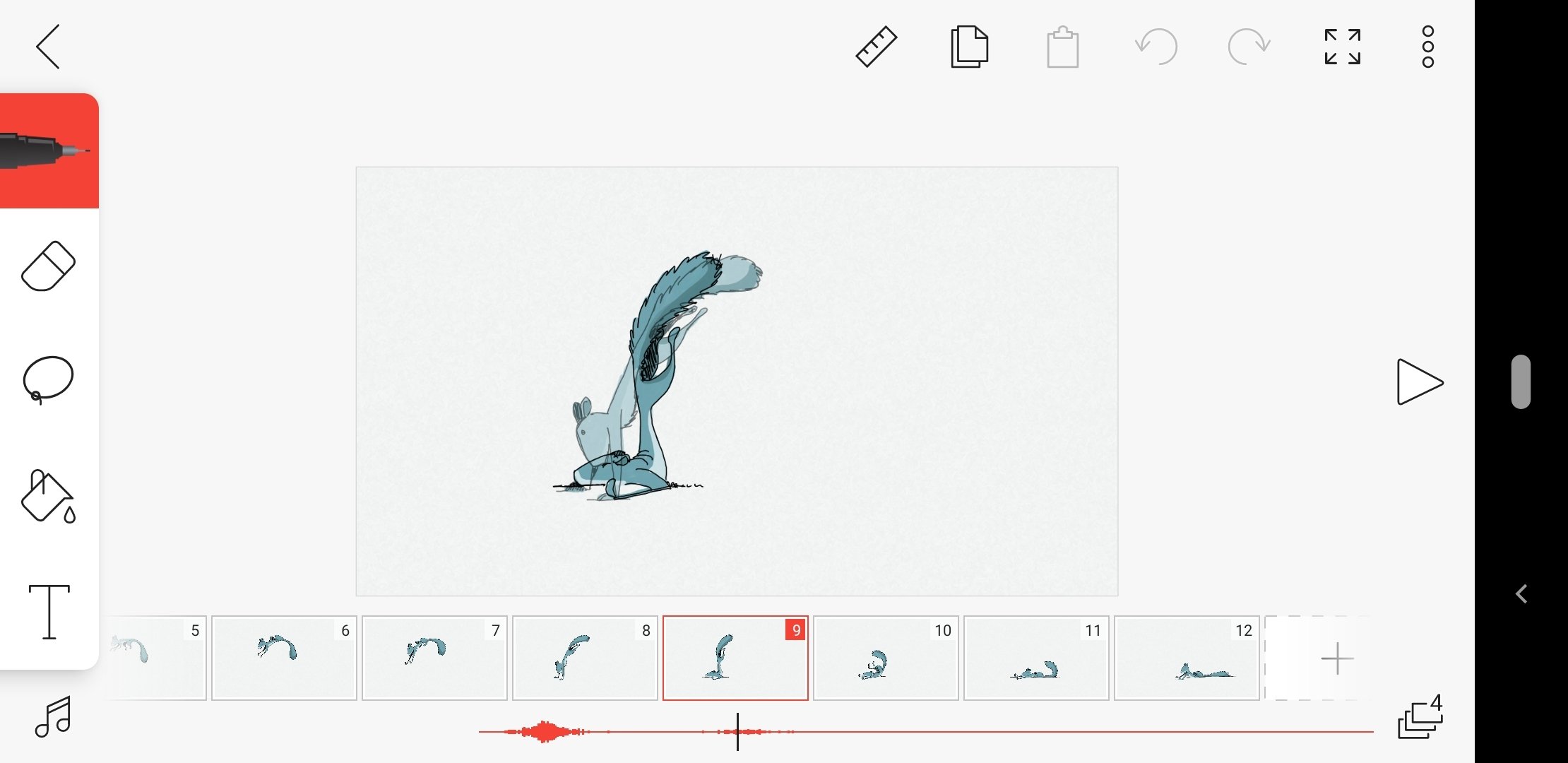 Une image de l'animation du tutoriel flipaclip (application d'animations)